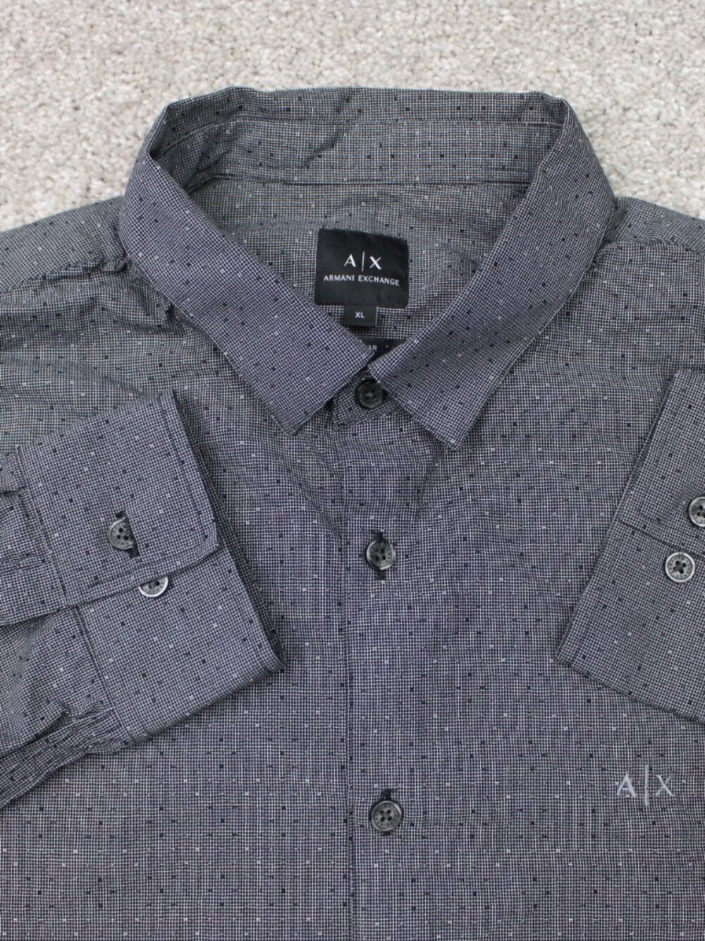 A/X Armani Exchange Shirt Mens XL Gray Geometric Regular Fit Cotton Long Sleeve